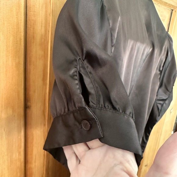 A Byer Vintage Brown Silky Fitted Blouse Size XS/S Whimsigoth Preppy Fairy Y2K - Picture 4 of 11
